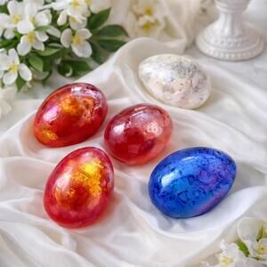 Handmade glass art eggs-iridescent decorative eggs, spring and Easter home decor